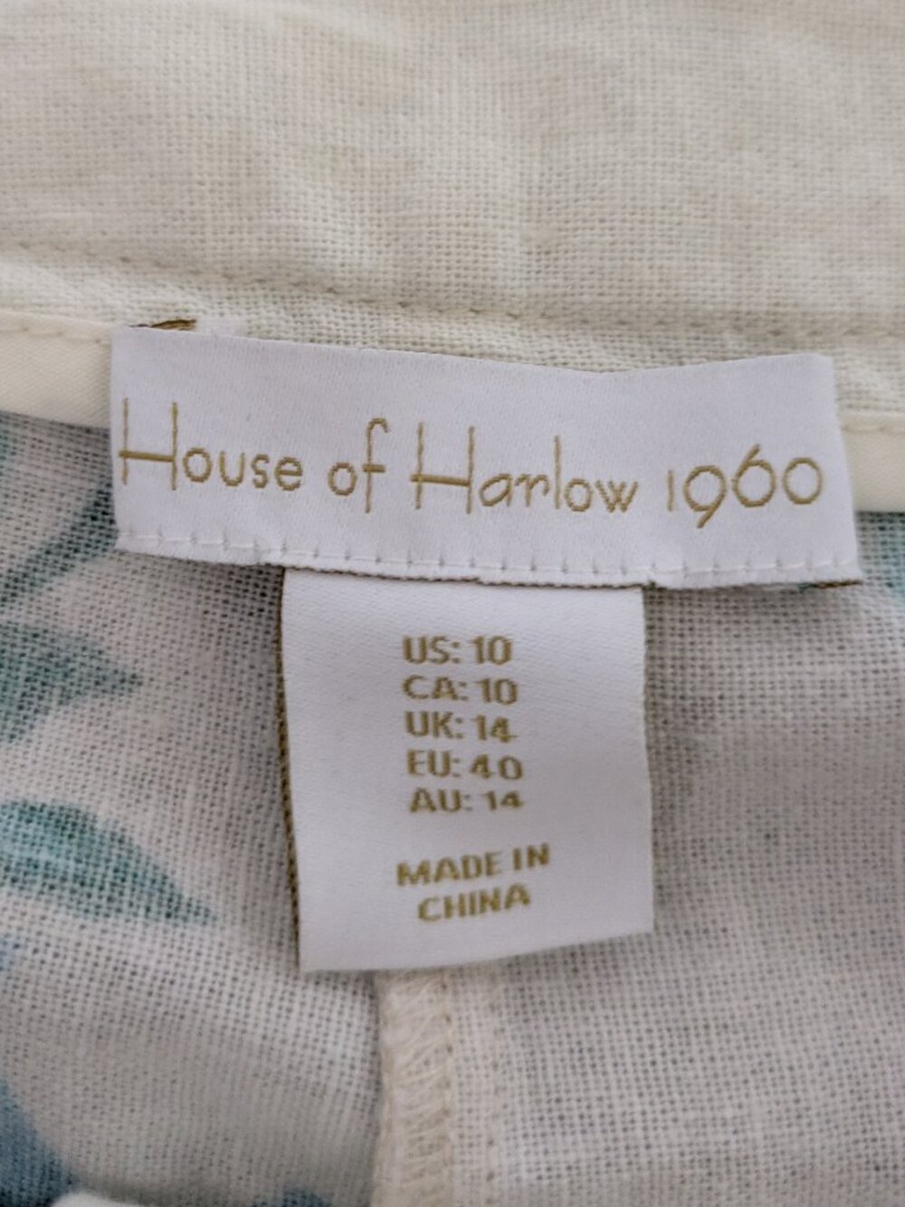 House of Harlow 1960 Floral Multicolor Linen Pants Size 10 - Picture 5 of 6